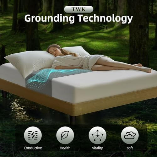 Grounding Mat for Bed 90% Organic Cotton+10% Pure Silver Fiber, Grounding Fitted Sheets for All Mattress Sizes, with Static grounding Cord and Test Pen (Gray, 105.5 * 23.5 inch)