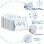 100 Pcs Winter Paper Napkins 6.5 x 6.5 Inch Snowflake Cocktail Napkins Christmas Napkins Party Beverage Napkins 2 Ply Disposable Napkins for Christmas New Year Winter Holiday Dinner Party Supplies