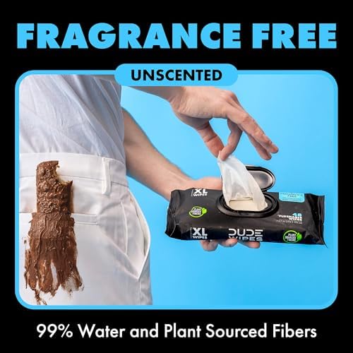 DUDE Wipes Flushable Wet Wipes 48 Count Dispenser, Unscented Wet Wipes with Vitamin-E & Aloe, Septic and Sewer Safe