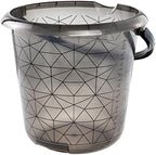 keeeper Bucket with Integrated Measuring Scale and Ergonomic Handle, 10 Litre, Ilvie Polygon, Crystal Grey