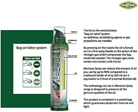 Mantova Extra Virgin Olive Oil Spray Set - Organic Extra Virgin Olive Oil Spray | 100% Extra Virgin Olive Oil Spray - Product Of Italy, 3 Count, 8 Fl Oz