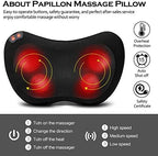 Papillon Mothers Day Gifts for Mom, Back Massager with Heat,Shiatsu Neck Massager Pillow for Back,Neck,Shoulder,Foot & Lower Back Pain Relief,Relaxation Gifts for Women/Mom/Fathers Day