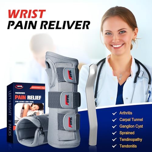 FEATOL Wrist Brace Splint Carpal Tunnel for Women Men, Night Wrist Sleep Support Brace, Right Hand, Large/X-Large, Pain Relief for Sprain, Arthritis, Tendonitis