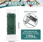 PATIKIL 20 Gauge Floral Flexible Paddle Wire, 115 Yard (345 Feet) Florist Wreath Wire for DIY Crafts Christmas Garland Flower Arrangement, Green 3 Rolls