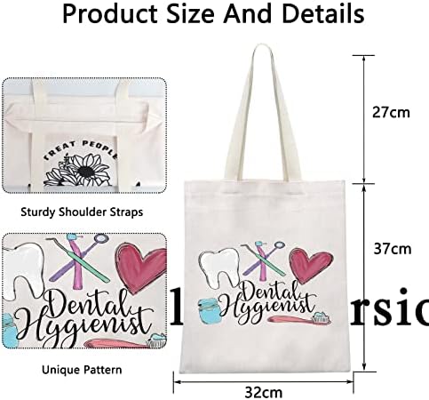 POFULL Dental Hygiene Make Up Bag Dental Assistant Gift Dental Zipper Pouch Bag RDH Gift (Dental Hygiene Tote Bag)