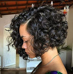 ccXrC Short Afro Curly Bob Wig Bob Wigs for Black Women Curly Synthetic Hair Wig Short Curly Bob Hairstyles for Women Natural Looking Daily Party Wig