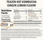 TEAZEN Lemon Ginger Hot Kombucha Tea, Spice Tea, Live Probiotics & Postbiotics, Relaxation and Warmth for Colds and Sore Throat, Hydration Drink Mix, Sugar Free, On-the-Go 10 Packets, 1.76oz