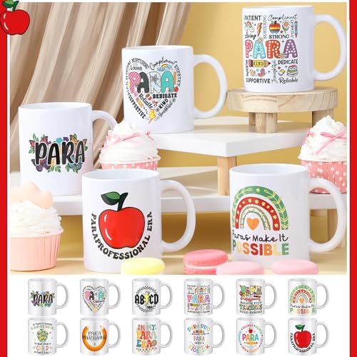 12 Pcs Paraprofessional Gifts Bulk, Paraprofessional Day Mugs 11oz Ceramic Cup for Para Supplies Teacher Assistant Grad Paraeducators, Teacher Aids, Classroom Staff Appreciation Gifts