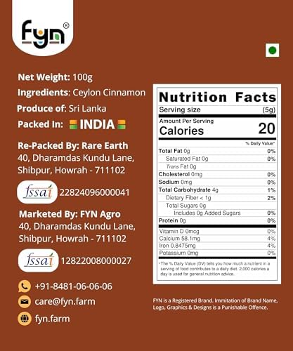 FYN True Sri Lankan Cinnamon Quills / World's Finest Ceylon Dalchini (100g)