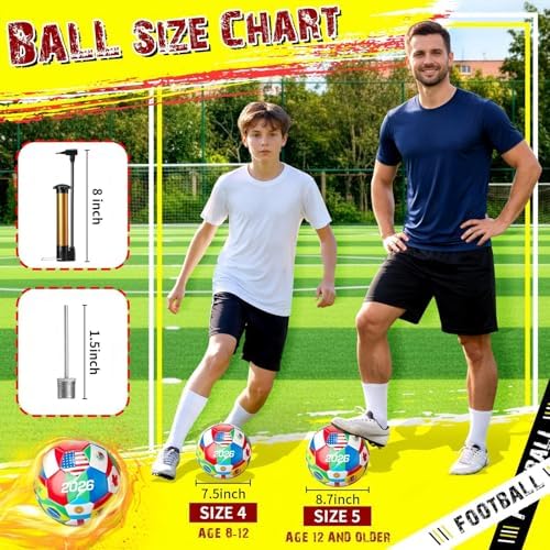 Tellingyou 2026 World Flag Soccer Ball Bulk with Pump Needle Multi-Country Design for Adults Team Training Club Events Sports Parties and Soccer Fan Gifts