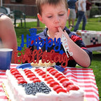 4th of July Happy Birthday Cake Topper, Patriotic Happy Birthday Cake Decor, America Independence Day Theme Birthday Party Decorations Supplies