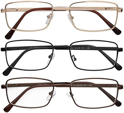 Success Eyewear Reading Glasses Set of 3 Metal Full Rim Glasses for reading for Men and Women