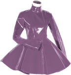 Long Sleeve Women Dress Turtleneck Dress for Women PVC Leather Elegant Party Dress Dress Plus Size Bridesmaid Dress,Dark Purple,L