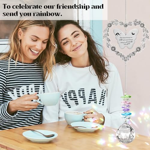 Friendship Gift Suncatcher, Best Friend Crystal Hanging Ornament for Window, Friend Birthday Gifts Unique Rainbow Maker, You Bring The Sunshine Farewell Graduation Gift for Bestie