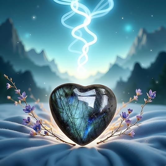 1PC Natural Blue Moonstone Heart Crystal,Heart Shape Polished Crystal Stone Palm Stone Healing Gemstone Reiki Balancing Aesthetic Room Decor Ornaments Valentine's Day,Indoor Fountain Accessories