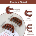 Ouligay 2PCS Wooden Scalp Massager Comb Sandalwood Loc Comb Scalp Comb Wood Gua Sha Head Massage Tool for Hair Growth Wide Tooth Combs for Women Men