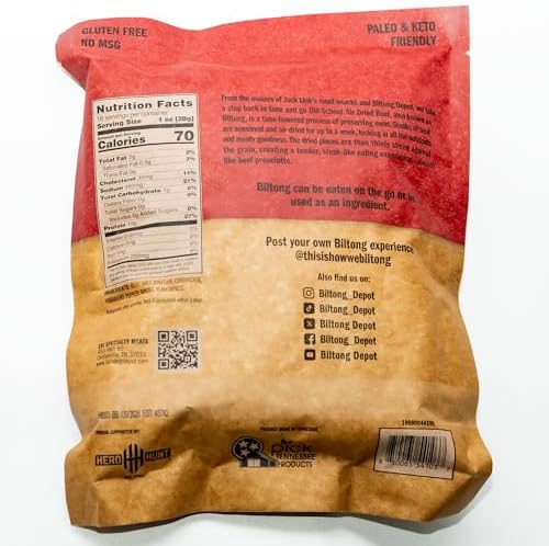 Biltong Depot Habanero Chili Biltong Slices - 1lb (16oz) | Air-Dried Beef Jerky Snack | High Protein | Paleo & Keto Friendly | Zero Sugar | Gluten Free | No Artificial Preservatives | No MSG