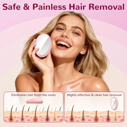 Crystal Hair Eraser for Women and Men, Reusable Crystal Hair Remover Painless Exfoliation Epilators Hair Removal for Women, Magic Hair Eraser for Back Arms Legs (Pink)