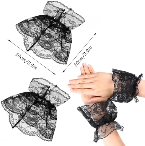 WLLHYF Women Short Lace Gloves Elegant Tea Party Halloween Fingerless Short Gloves for Wedding Costume Accessories