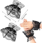 WLLHYF Women Short Lace Gloves Elegant Tea Party Halloween Fingerless Short Gloves for Wedding Costume Accessories
