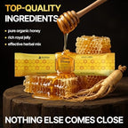 Mens Gold Honey - Royal Jelly Honey for Men, Extra Strength Quality, Herbal Superfood Mix - Raw & Natural Energy & Power Supplement, No Added Sugar - 24 Individual Packets, 10g
