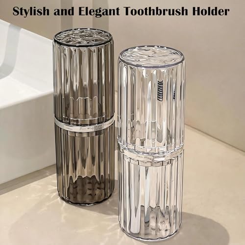 Toothbrush Travel Case, 2-in-1 Dustproof Travel Toothbrush Holder with Rinse Cup, Portable Toothbrush and Toothpaste Case for Traveling Camping School Business Trip Bathroom