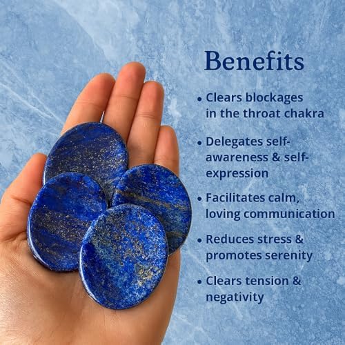 Lapis Lazuli Worry Stone – Natural Thumb Palm Stone for Inner Wisdom, Confidence & Intuition – Deep Blue Pocket Crystal for Focus & Calm