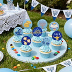 40PCS Edible Happy Hanukkah Cupcake Toppers Wafer Paper Candlestick Menorah Cake Topper Decorations for Sparkle Jewish Birthday Chanukah Holiday Party Decoration Supplies