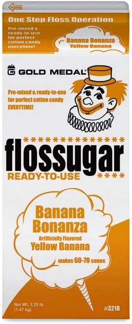 Cotton Candy Floss sugar Mix Flavors | Pack Of 3 | Strawberry, Banana, and Lime Green Flavors | 1/2 Gallon Cartons