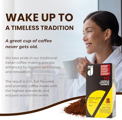 Danesi Caffe Italian Coffee Capsules - Medium Roast Espresso Coffee Pods for Home & Office Use - Premium Italian Oro Blend, 100-Count Pack