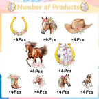 Rngmsi Horse Birthday Party Decorations for Girls, 36PCS Horse Cupcake Toppers Decor Supplies, Cowgirl Baby Shower Western Farm Party Decor