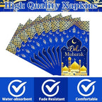 Rakuto Eid Mubarak Napkins Decorations, 100PCS Ramadan Disposable Paper Napkins Decorations for Home, Islamic Star Moon Themed Party Supplies for Home Weddings