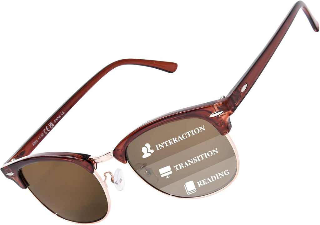 OPTOFENDY Progressive Reading Sunglasses for Women Men No Line Multifocus Sun Readers Outdoor Reading Sunglasses