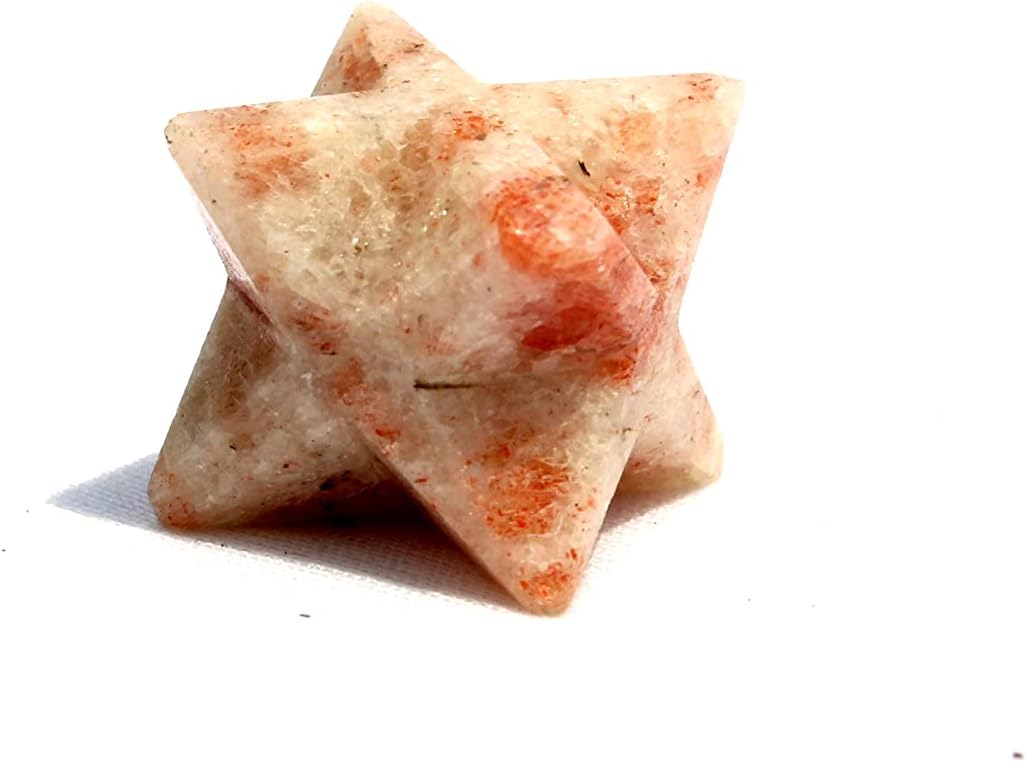 Jet Energized Sunstone Merkaba 1 inch Star Jet International Healing Spiritual Divine India A++ Crystal Therapy Geometry Image is JUST A Reference