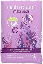 Natracare Natural Traditional Style Maxi Pads, Regular, Individually Wrapped, Without Wings in Plant-Based Bag (1 Pack, 14 Pads Total)