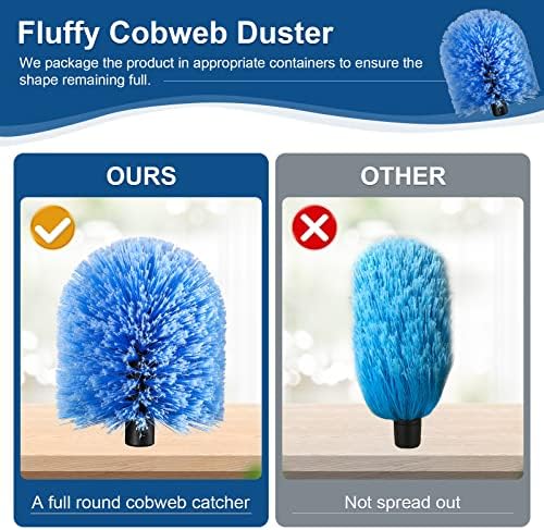 VITEVER Twist-On Cobweb Duster Head Brush, Fits Standard 3/4 inch Threaded Poles, Attachment Spider Web Duster Brush for Outdoor & Indoor Cleaning