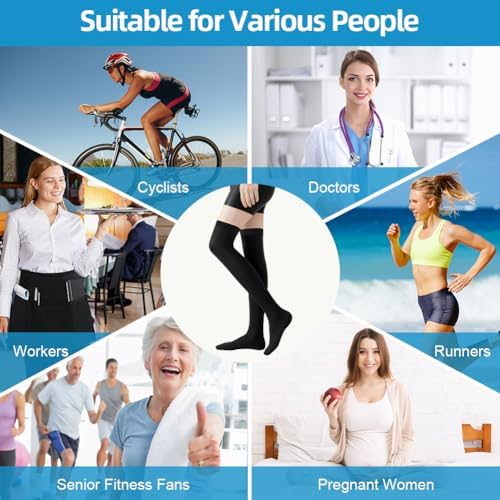 23-32 mmHg Thigh High Medical Compression Socks, Closed Toe Compression Stockings for Women Men, with Sock Washing Bag