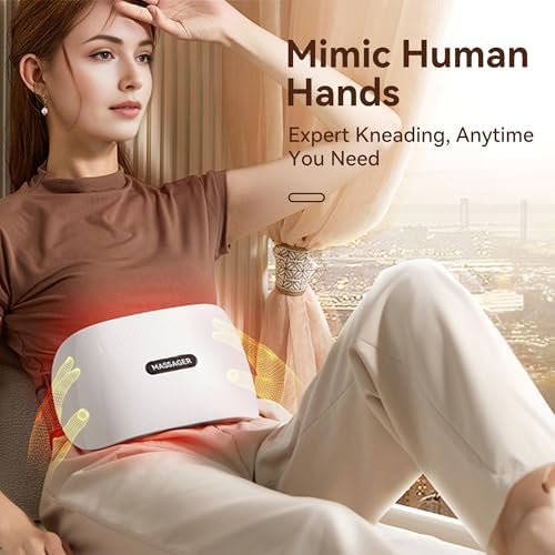 Stomach Massager for Digestion, Abdominal Massager with Heat, Electric Hands-Free Belly Massage Machine to Relieve Bloating, Period Pain and Constipation