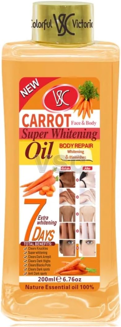 Soft 7 CARROT Oil, Natural Moisturizing Oil for Face and Body, All Skin Types 6.7oz /200ml