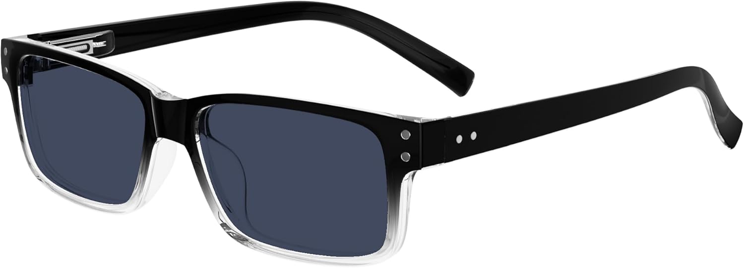 Eyekepper Spring Hinges Vintage Reading Glasses Men with Case Grey Lens Sunshine Readers