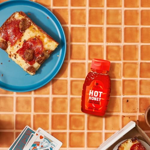 Nate's Hot Honey - 100% Pure Honey Infused with Habanero Chili Pepper Flakes, Award-winning Taste - 8 oz Squeeze Bottle