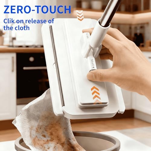 Clip on Mini Mop for Kitchen Counter & Floor – No Wash & Cloth Changing Lazy Mop | Automatic Gripping & Zero-Touch Snap-Grip System with 20 Cloths