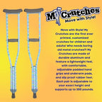 My Crutches - Fashion Designed Youth Crutches for Kids/Teens w Adjustable Handgrip and Length - Cactus - for Heights 4'5" to 5'1" - Made of Lightweight, Durable Aluminum w Underarm Padding