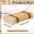 Soaoo 2 Pcs Sauna Pillow Bamboo Sauna Neck Rest Sauna Backrest Pillow Wooden Cervical Spine Pillow Sauna Accessories Headrest for Relaxing Home Gym Spa Steam Rooms Head Support, 14 x 8 x 3.5 Inch