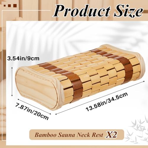 Soaoo 2 Pcs Sauna Pillow Bamboo Sauna Neck Rest Sauna Backrest Pillow Wooden Cervical Spine Pillow Sauna Accessories Headrest for Relaxing Home Gym Spa Steam Rooms Head Support, 14 x 8 x 3.5 Inch