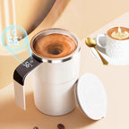 380ML Magnetic Stirring Coffee Mug, Rechargeable 150mah Automatic Mixer Cup, Stainless Steel Travel Mug with Digital Display (Black)