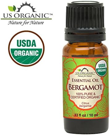 US Organic 100% Pure Bergamot Essential Oil, USDA Certified Organic, Cold Pressed, with Euro droppers (More Size Variations Available) (10 ml / .33 fl oz)