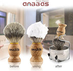 Anbbas Badger Hair Shaving Brush with Wooden Handle Stainless Steel Shaving Stand and Shaving Soap Bowl for Men Wet Shave