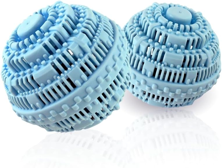 2pcs Laundry Ball - Natural Non-Chemical Detergent Laundry Balls for Washing Machine - Eco Friendly Wash Ball & Detergent Alternative for 2000 Washings(Light Blue)