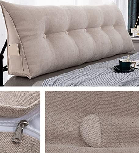Triangular Reading Bed Rest Pillow, High Rebound Upholstered Headboard Backrest, Removable & Washable Cover, Perfect Bolster Lumbar Cushion for Day Bed,B,60x50x20cm